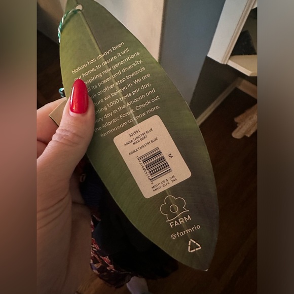 Farm Rio - Medium Ainika Tapestry Maxi Skirt Blue Red Tiered Ruffle Boho NWT - Picture 7 of 7